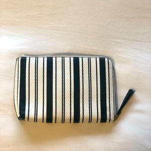 Banana Republic, faux snakeskin black and white striped clutch
